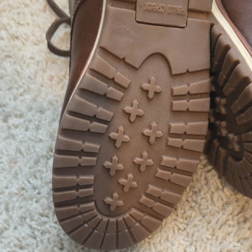 Falls Creek Dark Brown Boys Lace-Up Boots Size 5